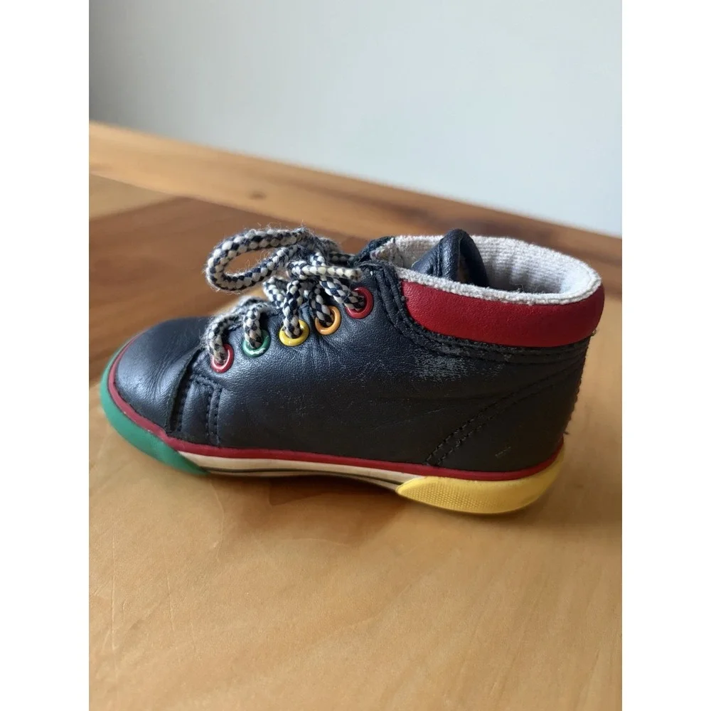 Vintage 90s Stride Rite Toddler Walking Shoes Navy Blue Primary Colors 5 Wide